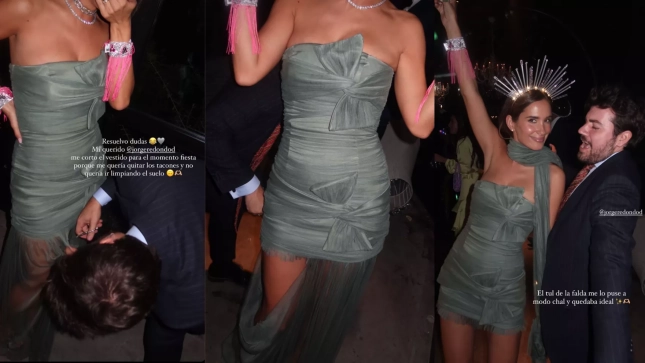 María Pombo cortando su vestido | Instagram María Pombo cortando su vestido | Instagram
